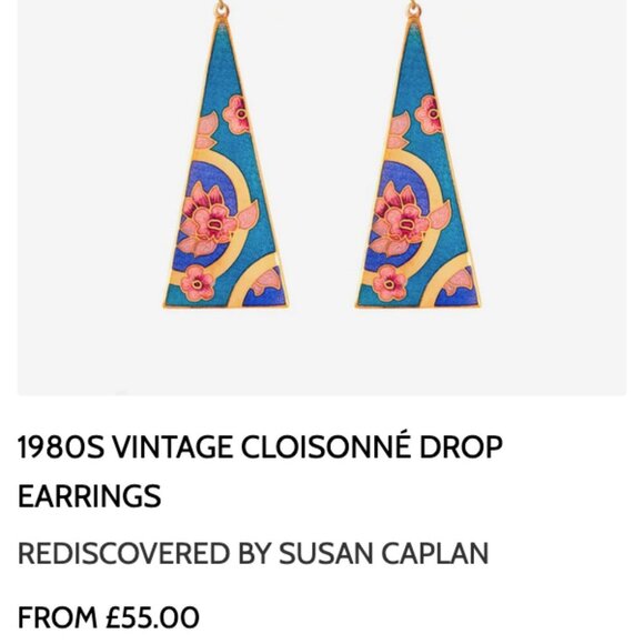 Vintage 80's Cloisonné Red and Gold Triangle Earrings - Picture 7 of 7